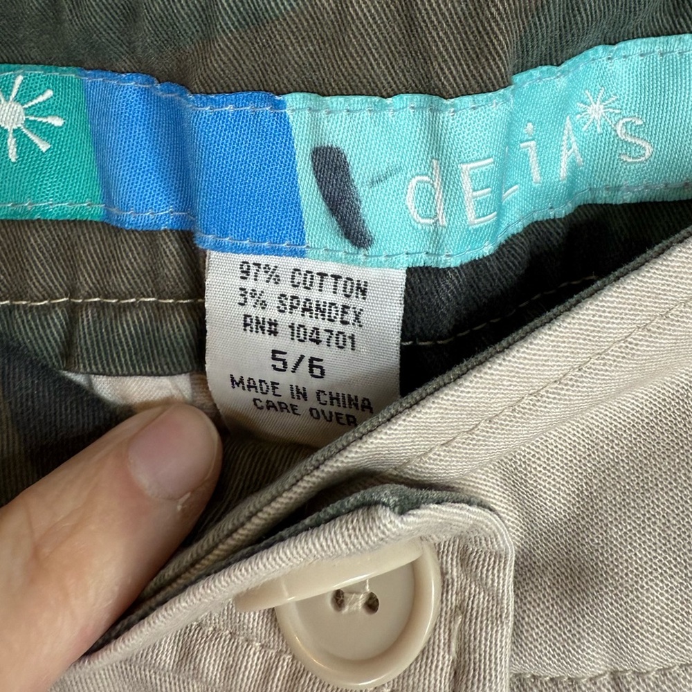 90s Vintage Delias Flare Khakis 100% Cotton Pants Size 5/6 - Picture 3 of 10
